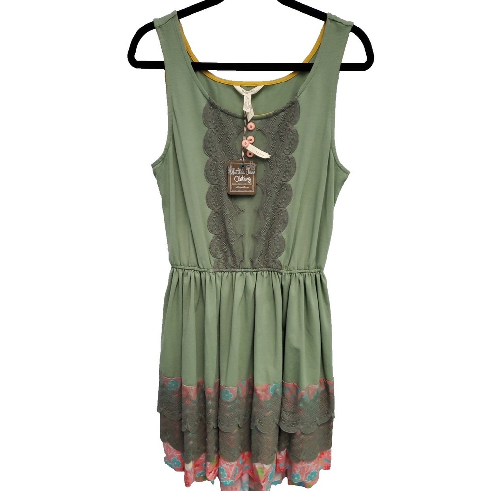 Matilda Jane Womens Dress Where The Grass Grows Sleeveless Floral Boho Large NWT